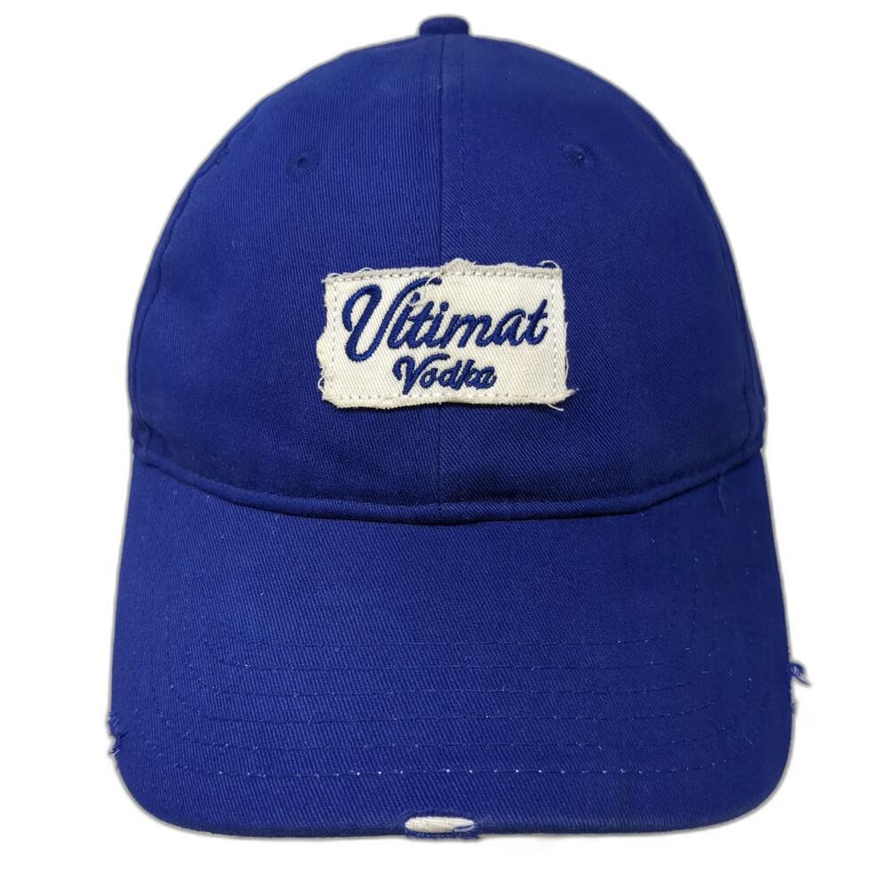 Ultimat Vodka Baseball Cap Blue One Size Distressed Frayed Patch Slideback Hat